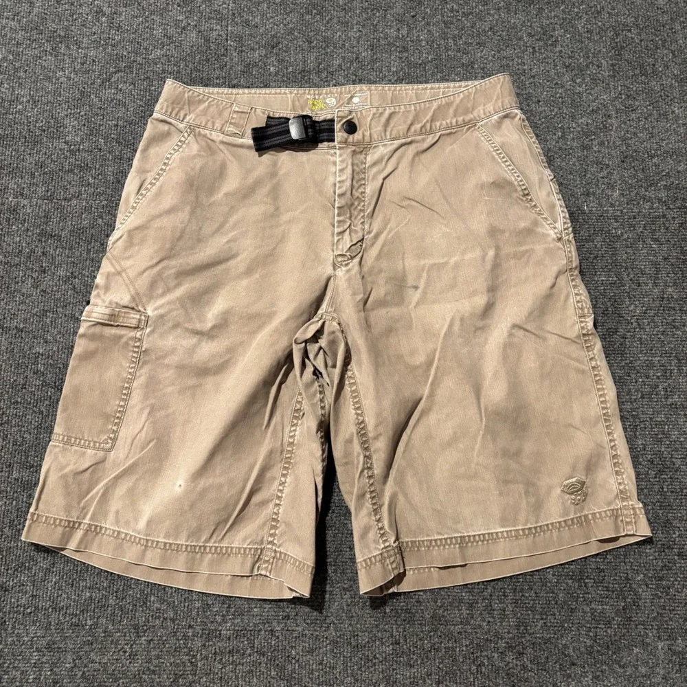 Mountain Hardwear Mens Tan Khaki Hiking Cargo Shorts Belted 32